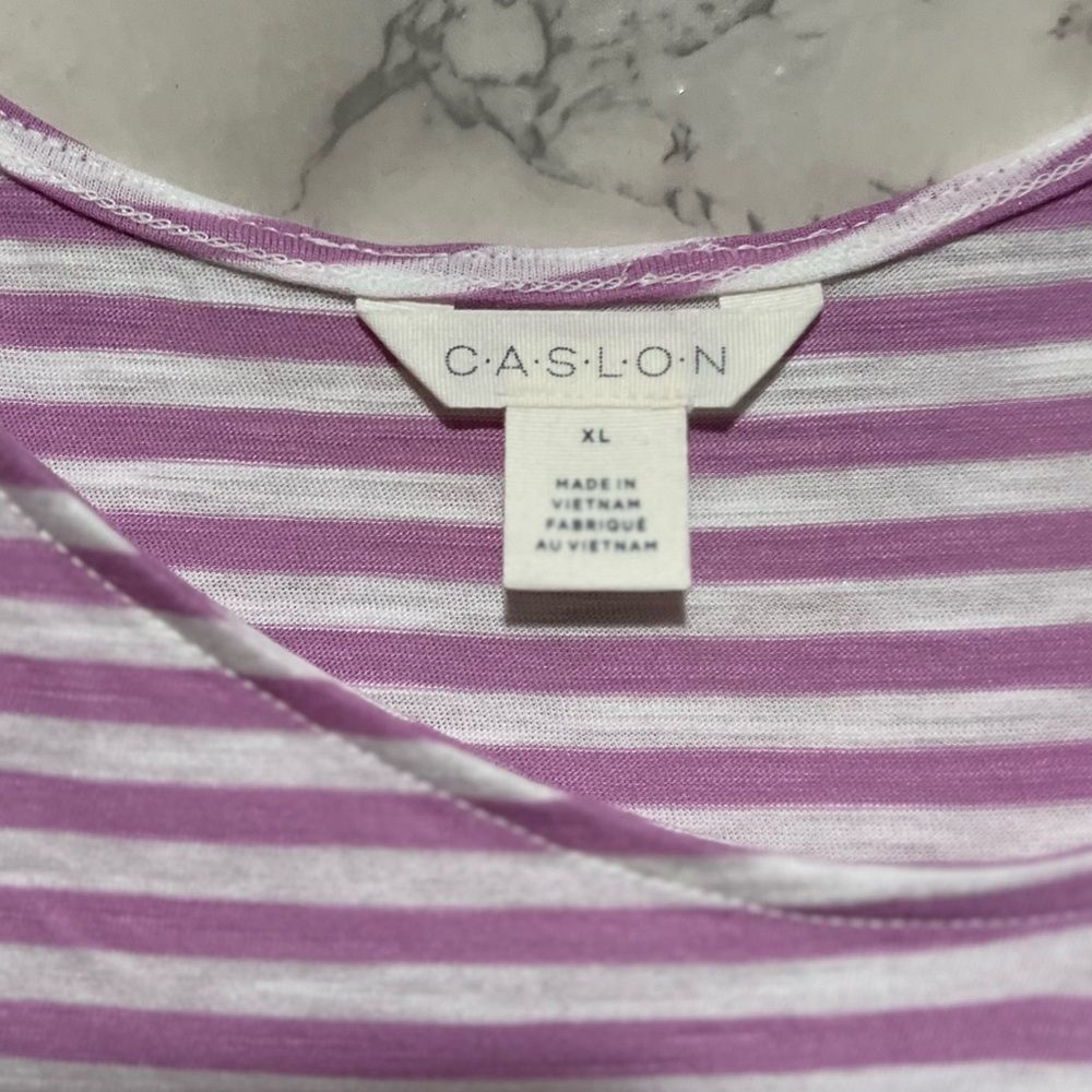 Caslon Asymmetric Neckline Knit Striped Tank Top - Picture 2 of 6